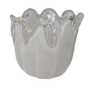 Murano White Crystal Italian Vase Hand Made in Italy